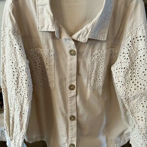 Maurices Beige jacket with Eyelet Sleeves xxl